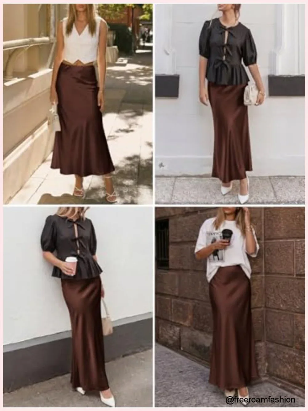 Satin Maxi Skirt - High Waisted Flowy A Line Slip Skirt